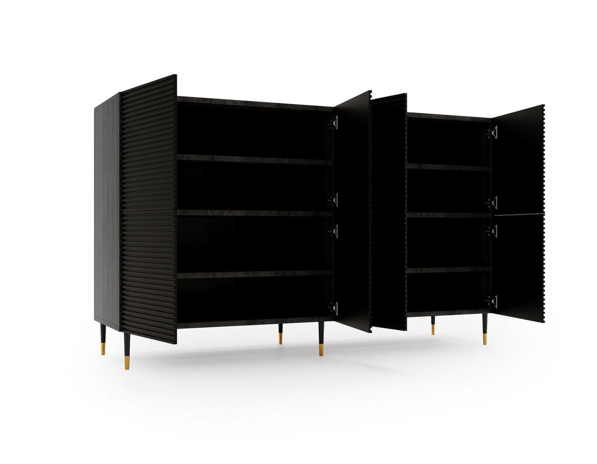 KOMMODE Imperio Pistaziengrün, Für Das Wohnzimmer - Schwarz/Grün, Holzwerkstoff (180/108/42cm) - Bettso