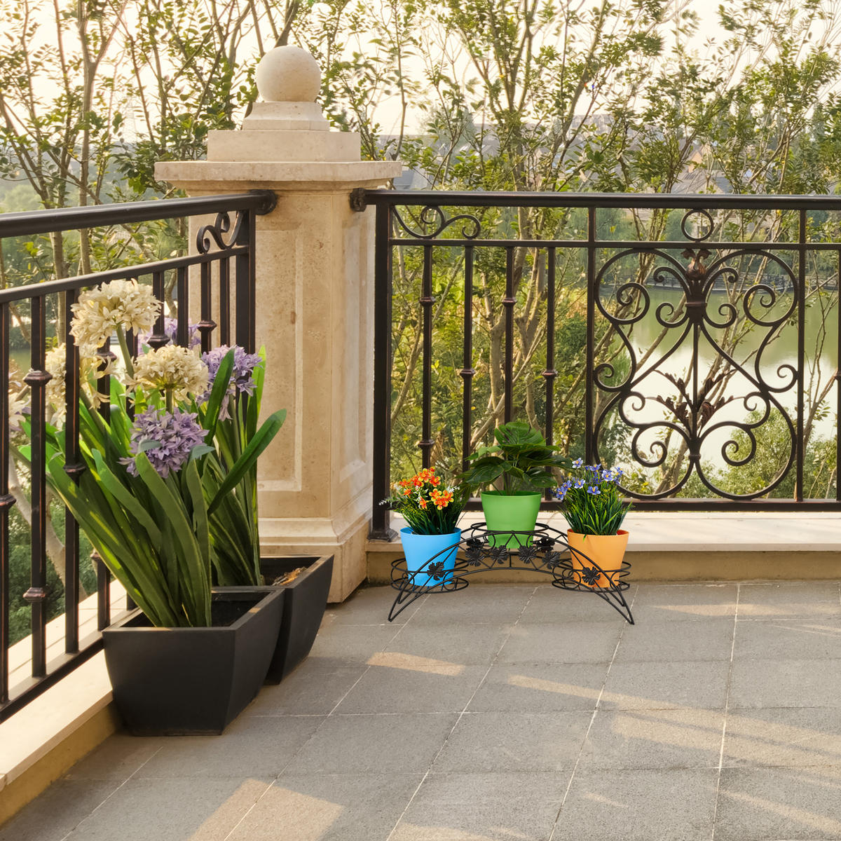 BLUMENTREPPE - Schwarz, Metall (55/21/19cm) - Relaxdays