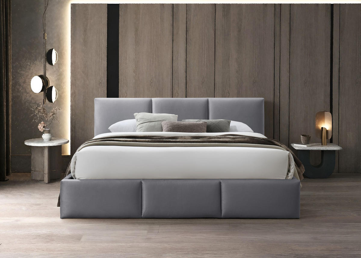 POLSTERBETT 140x200 cm in Grau - Grau, Metall (140/200cm) - Home Collective