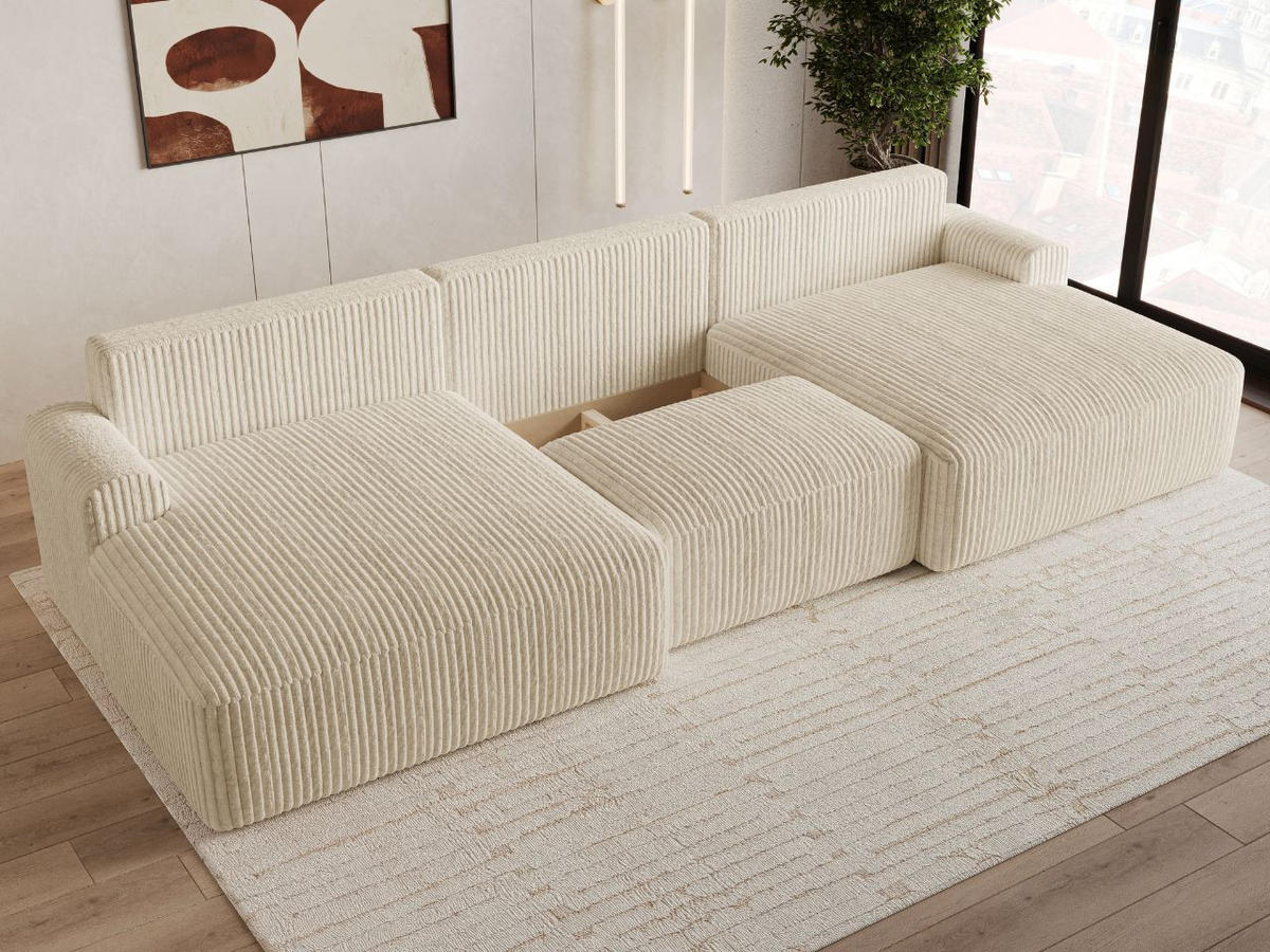ECKSOFA U Serene Beige - Beige, Holz/Textil (391/145cm) - Graingold
