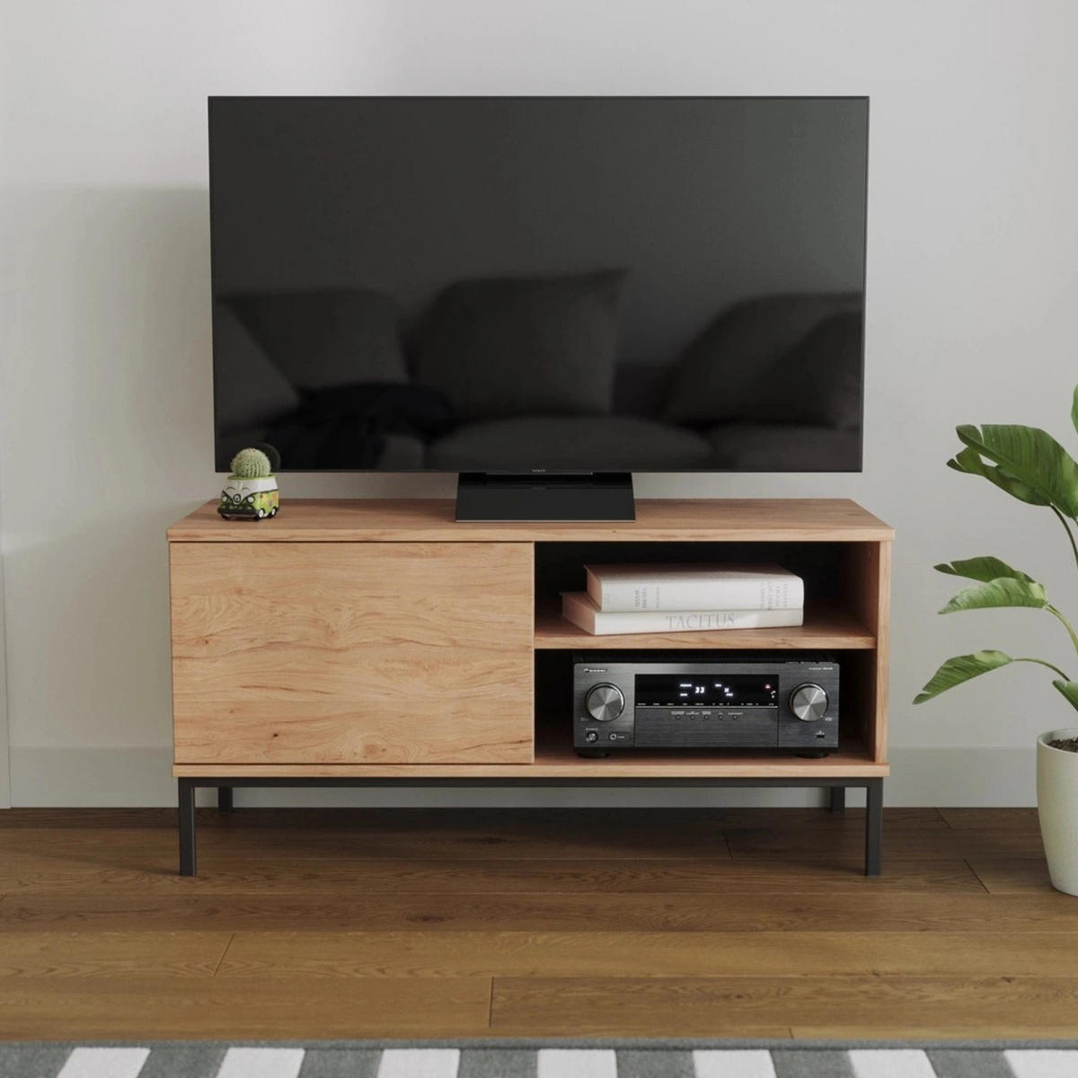 TV-LOWBOAARD Dallas 1D 100 cm Hikora - Eichefarben/Schwarz, Holzwerkstoff/Metall (100/50/41cm) - Ravio