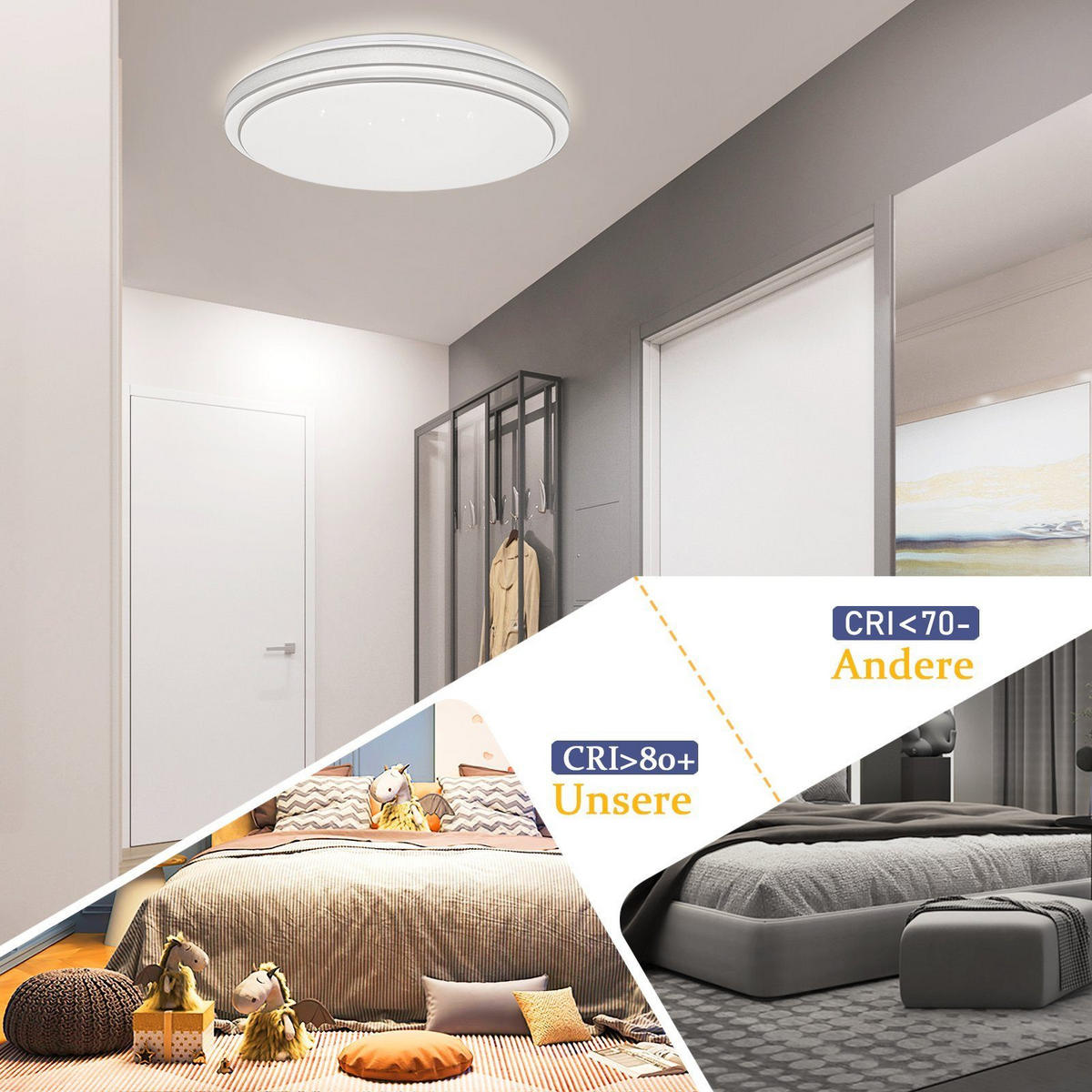 LED-DECKENLEUCHTE Zwillingsring 27/27/6 cm - Silberfarben, Kunststoff (27/27/6cm) - Nettlife