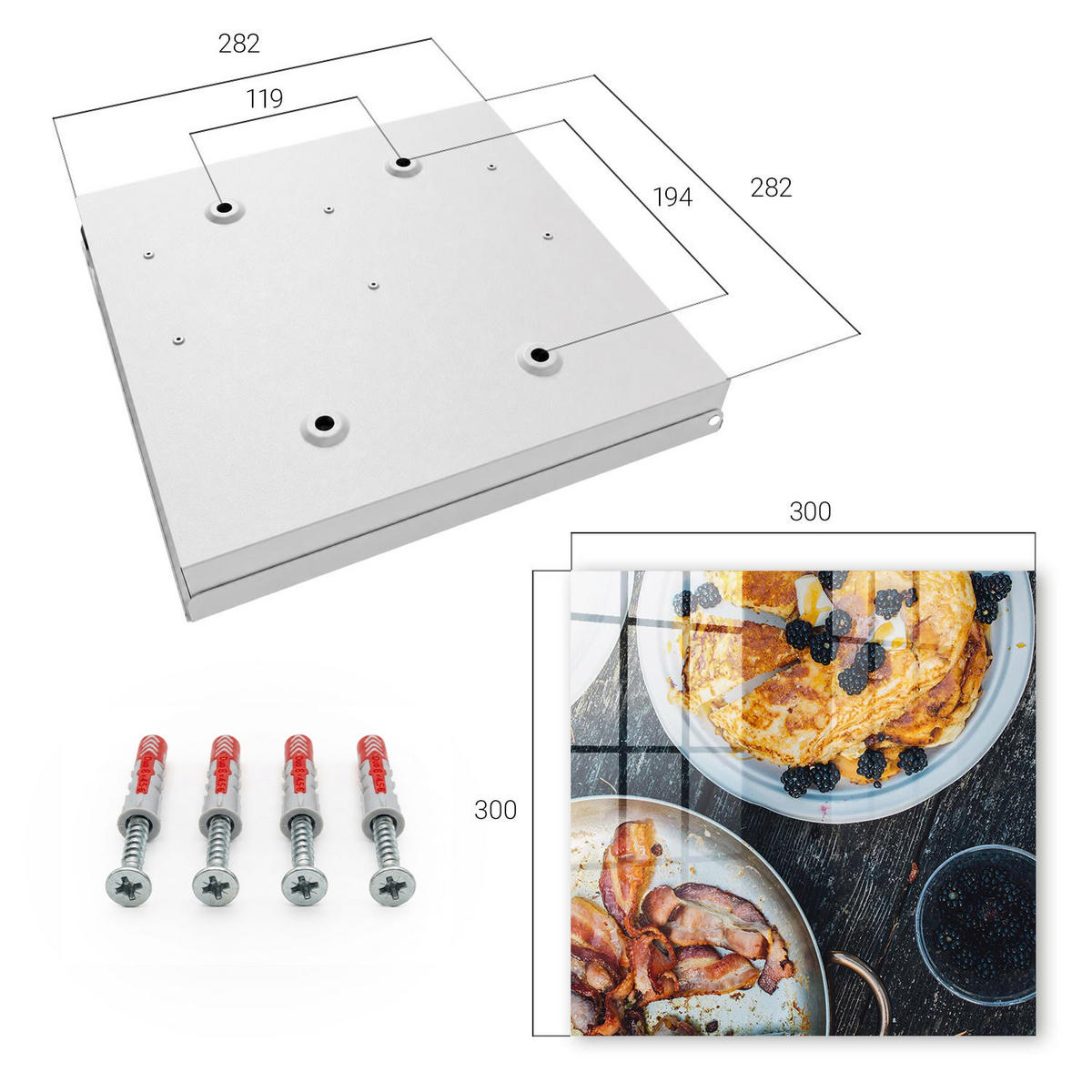 SCHLÜSSELBOX Weiß 30x30 cm – Türöffnung nach rechts - Hausgemachtes Frühstück - Braun, Metall (30/30/5cm) - TULUP