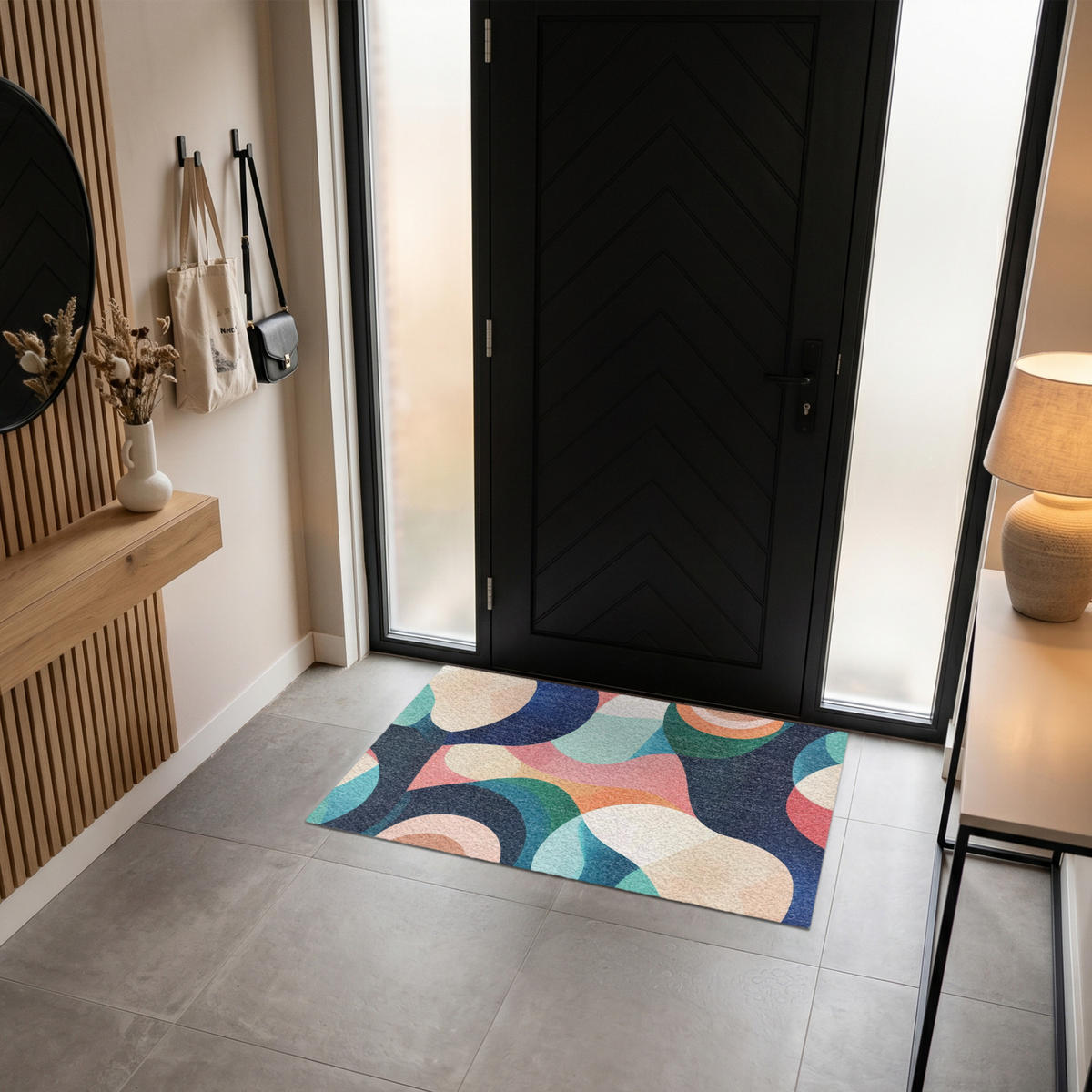 ROHOŽKA Abstraktní - modrá - růžová 120x80 cm - různobarevná, textil/umělá hmota (120/0.4cm) - MuchoWow