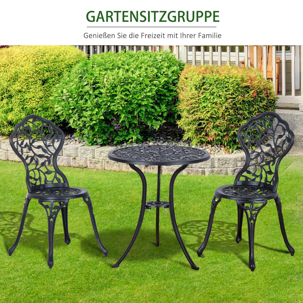 BISTROSET, Aluminiumguss, Schwarz - Schwarz, Metall - Outsunny