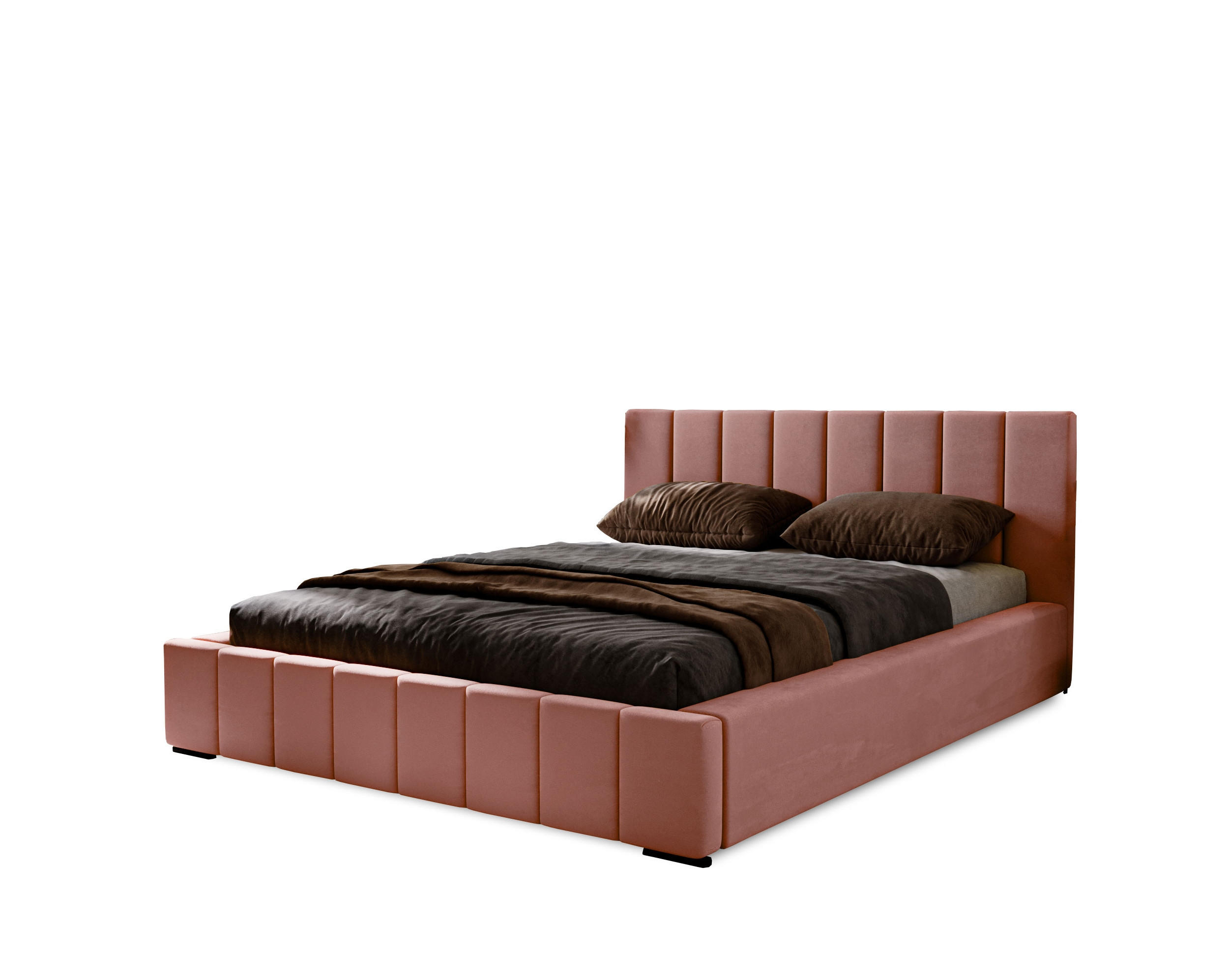 POLSTERBETT Nero 140x200 cm, Doppelbett mit Bettkasten und Lattenrost aus Holz, Velourstoff: Pink - Pink, Holz/Textil (140/200cm) - Marpur
