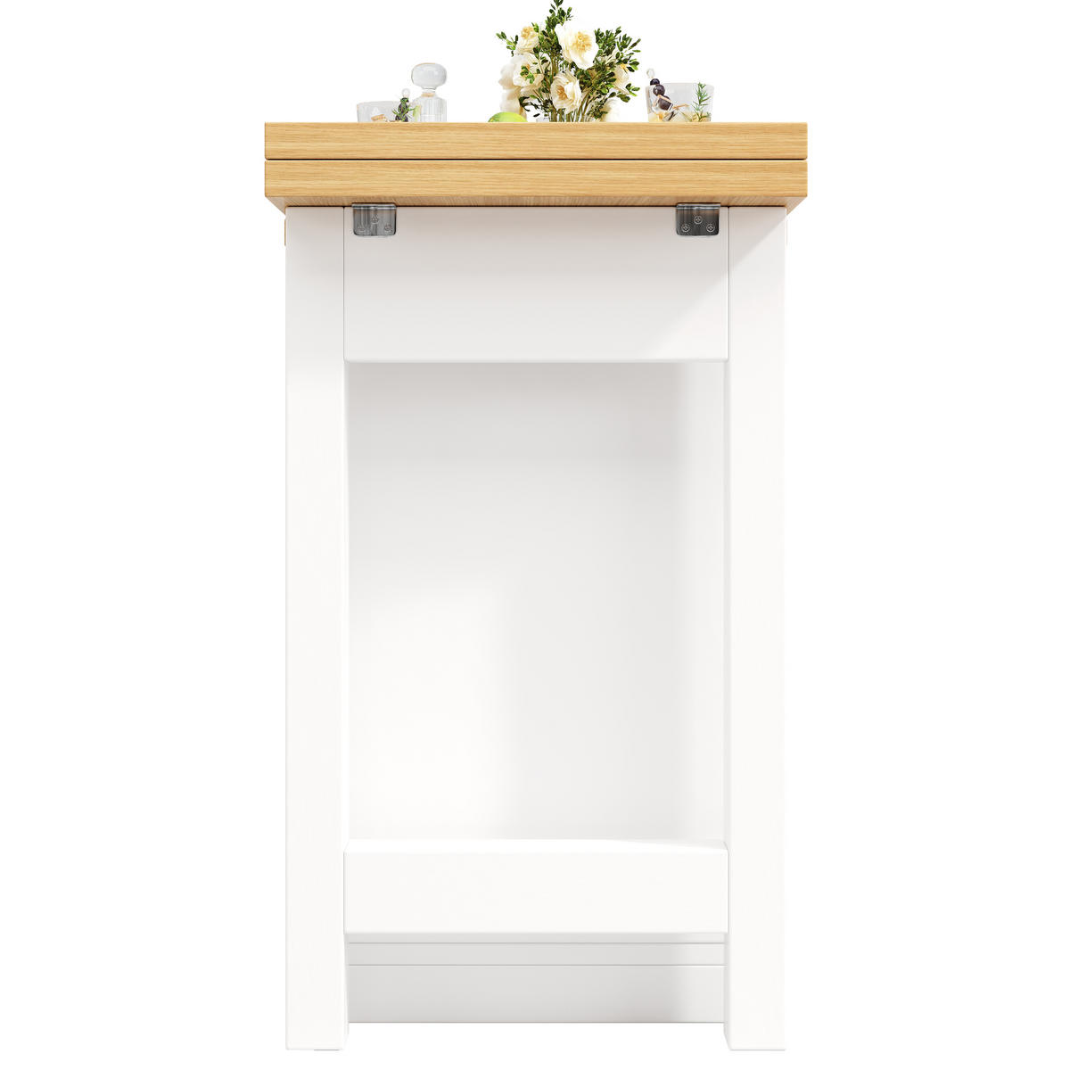 BARTISCH AUSZIEHBAR Stauraum Weinregal Schublade Weiß - Weiß, Holzwerkstoff (120/74/40cm) - FLIEKS