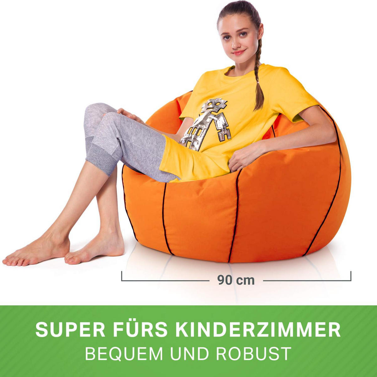 GAMING-SITZSACK Basketball 90cm - 250L - Orange, Textil (90/90/90cm) - Green Bean