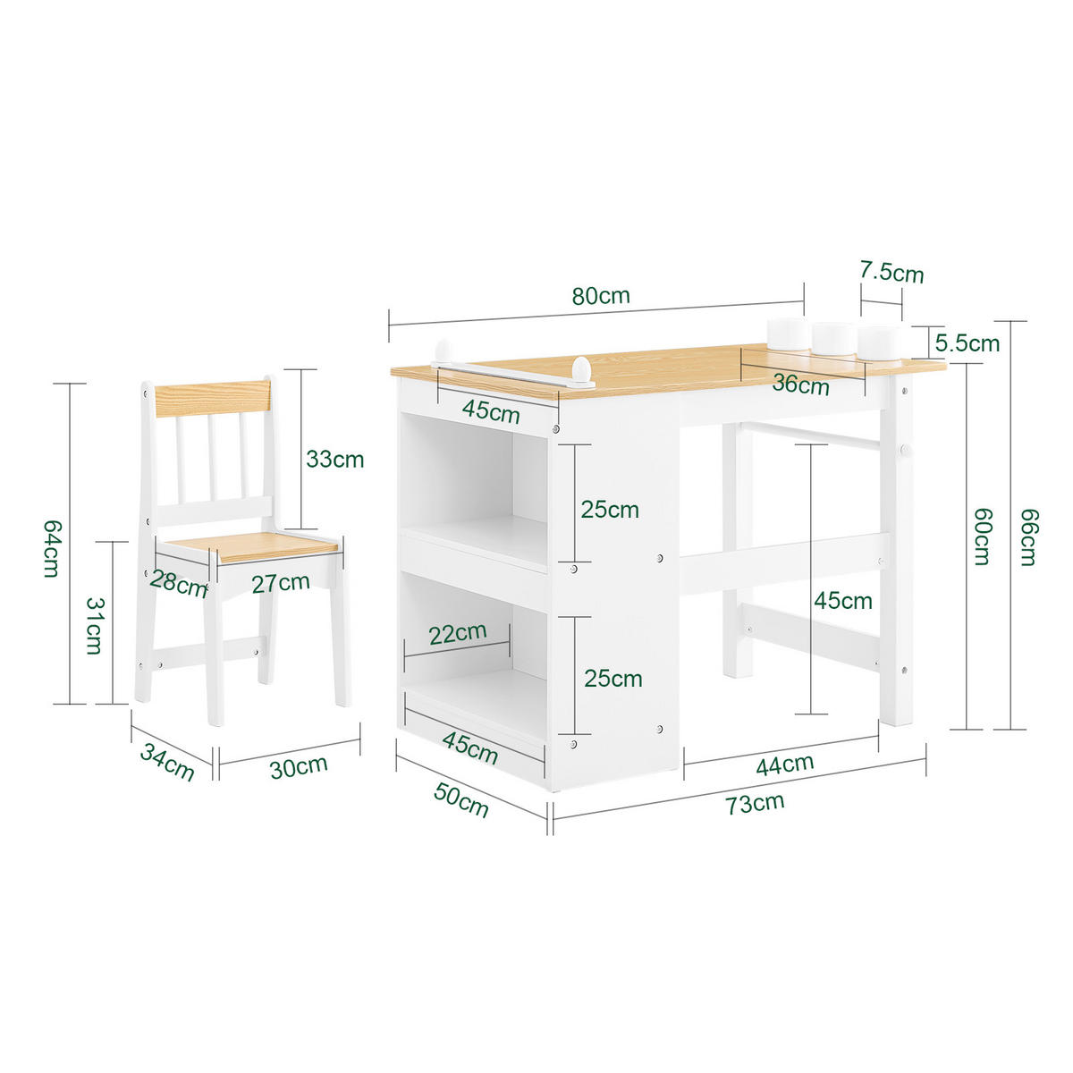 KINDERSITZGRUPPE Weiß - Weiß, Holzwerkstoff (80/66/50cm) - SoBuy