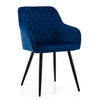 STUHL TODI gepolstert mit Steppung - dunkelblau - Samt Velours - Schwarz/Dunkelblau, Textil/Metall (56/85/62cm) - NEW HOME