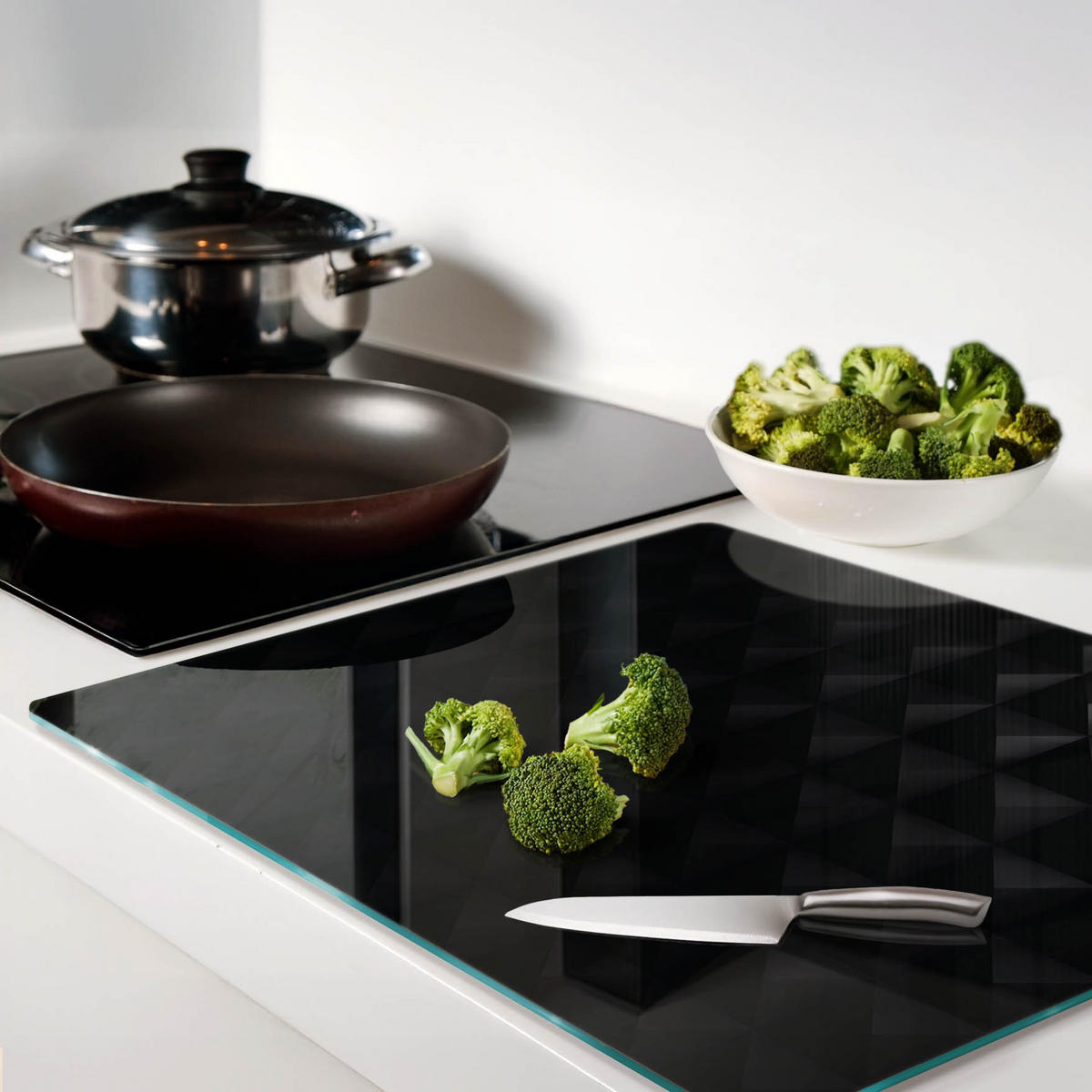 GLASPLATTE 60x52 cm Abstrakt - Schwarz, Glas (60/0.4/52cm) - TULUP
