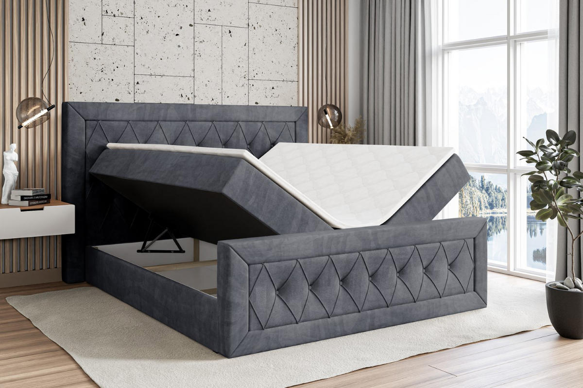 BOXBETT NOEL-Z - 120 x 200 - H3 - Dunkelgrau - Dunkelgrau, Holzwerkstoff (120/200cm) - ALTDECOR