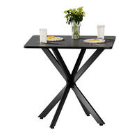 BEISTELLTISCH aus Eisen und Spanplatte 80x80x75 cm Schwarz mit höhenverstellbaren Füßen und stabilem X-Gestell - Schwarz, Holzwerkstoff (80/80/75cm) - Modfu