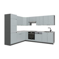 ECKKÜCHE Fame-Line Hellblau-grau/Anthrazit 227 x 287 cm, AP Marmor - Anthrazit/Hellblau, Holzwerkstoff (287/81.6/60cm) - Vicco