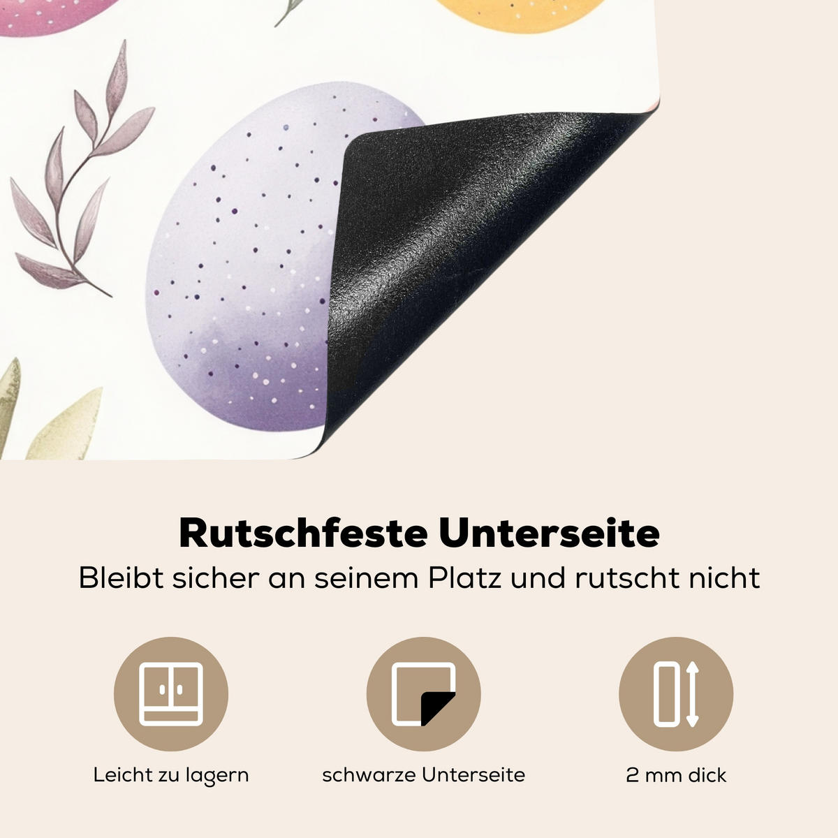 HERDABDECKPLATTE Eier - Bunt - Muster Herdabdeckung Induktionsfeld 65x52 cm - Weiß, Kunststoff (65/52/0.2cm) - MuchoWow