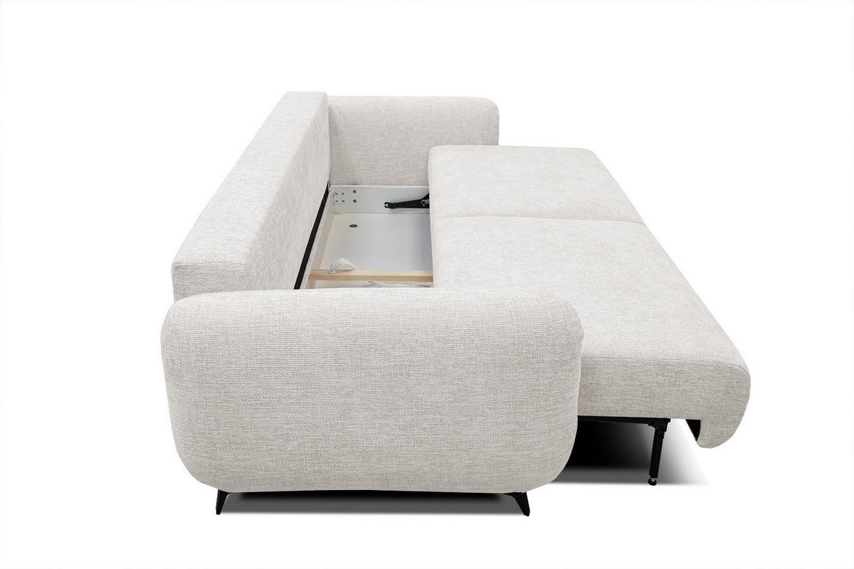 SOFA DRAKE 3-Sitzer mit Schlaffunktion, ecru - Ecru/Braun, Holz/Textil (232/90/107cm) - Courtois Laville