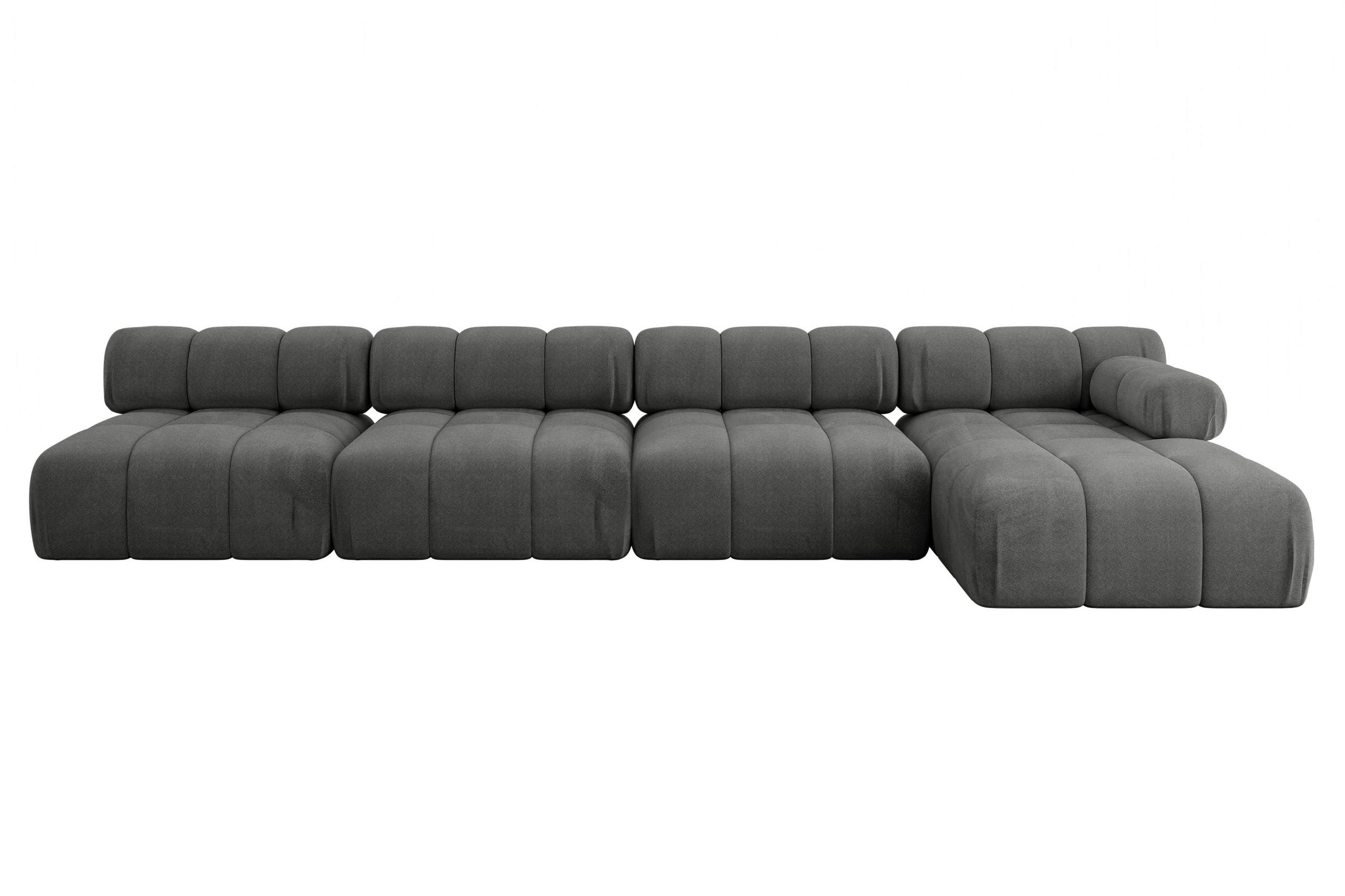ECKSOFA modulares Sofa Razon-L3 - 380x160x70 cm Dunkelgrau Velours - Dunkelgrau, Holzwerkstoff/Textil (380/160cm) - ALTDECOR