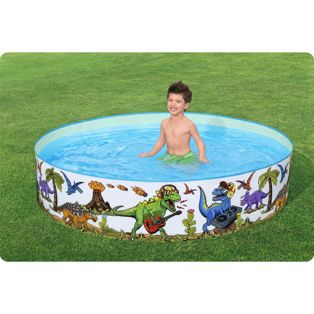 POOL für Kinder Dinosaurier 183 x 38 cm - 55022 - Blau, Textil (183/38cm)