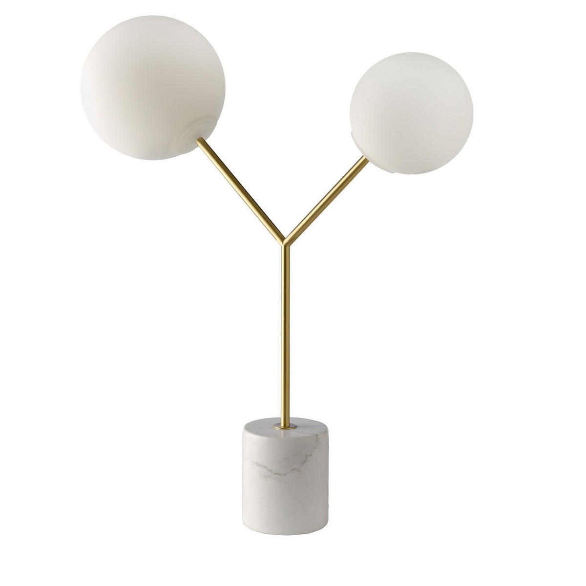 TISCHLEUCHTE Tischleuchte aus weißem Marmor, vergoldetem Stahl und weißem Glas 53/20/63 cm - Goldfarben/Weiß, Metall (20/53/63cm) - ANGEL CERDA