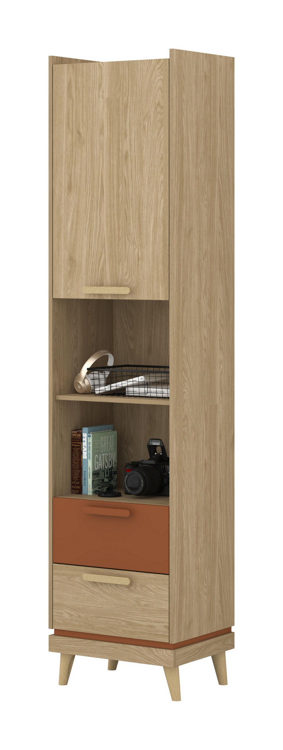 BÜCHERREGAL ACARA 50x40x215 cm, Regal Eichefarben - Eichefarben, Holzwerkstoff (50/215/40cm) - MASSENO