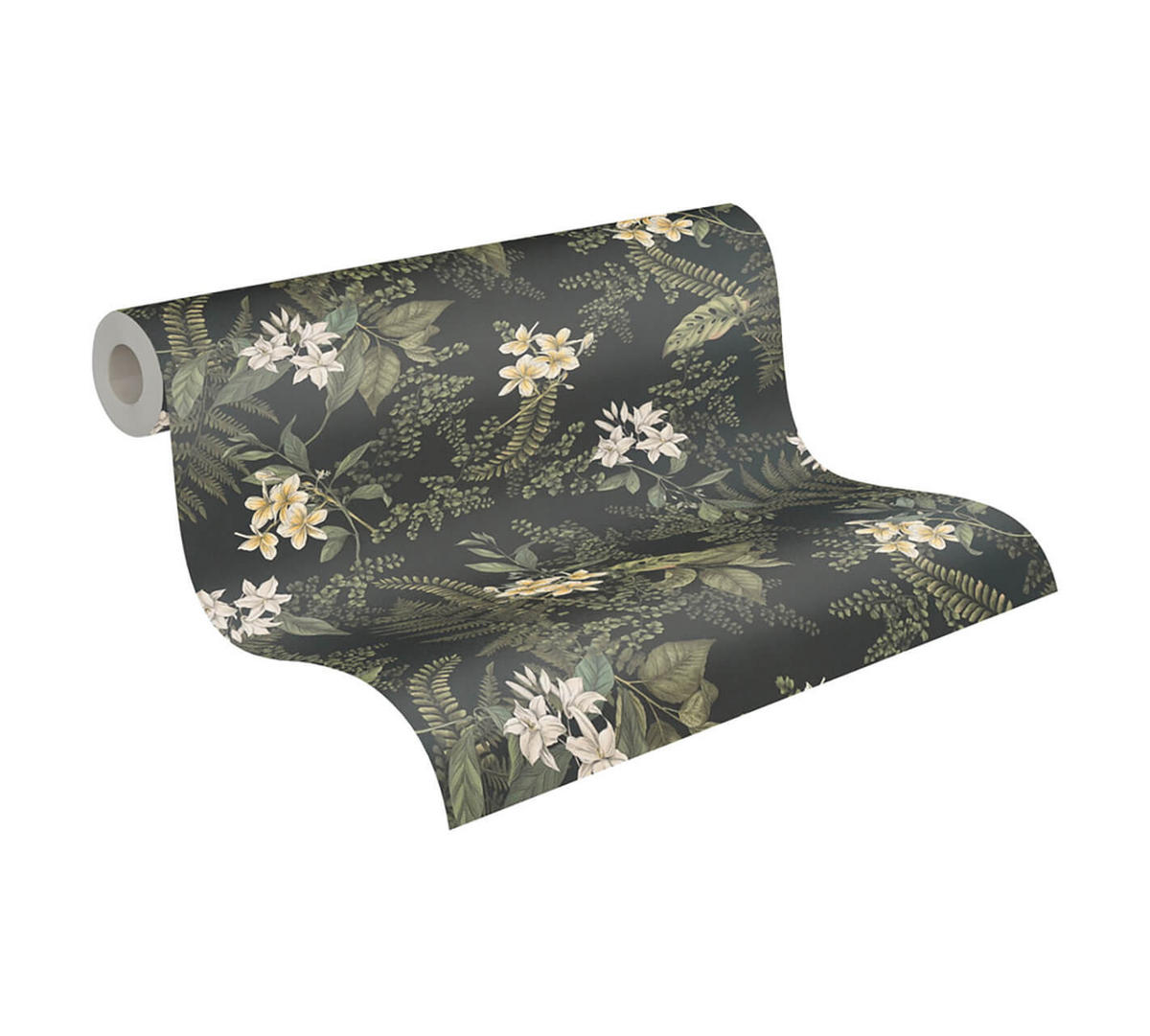 VLIESTAPETE Grün 53/1005 cm - Schwarz, Textil (53/1cm) - KUNSTLOFT