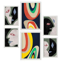 POSTER Set Mit 6 Kontrastische Künste In Liebhaber Abstrakt A3 & A4 Weißer Rahmen - Weiß, Papier (29/3cm) - Nacnic