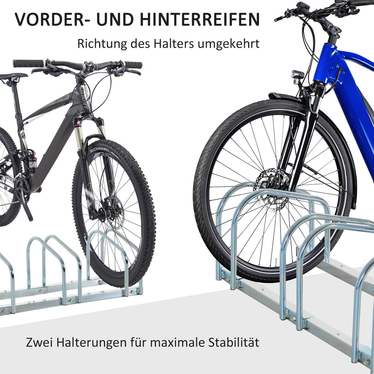 FAHRRADSTÄNDER Aufstellständer Radständer Mehrfach Bike bis 4 Fahrräder - Silberfarben, Metall (33/27/110cm)