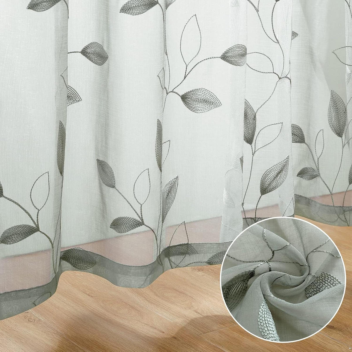 GARDINEN – Transparenter Stoff – 132 x 160 cm – Zweiteilig - Grün, Textil (160/1/132cm)