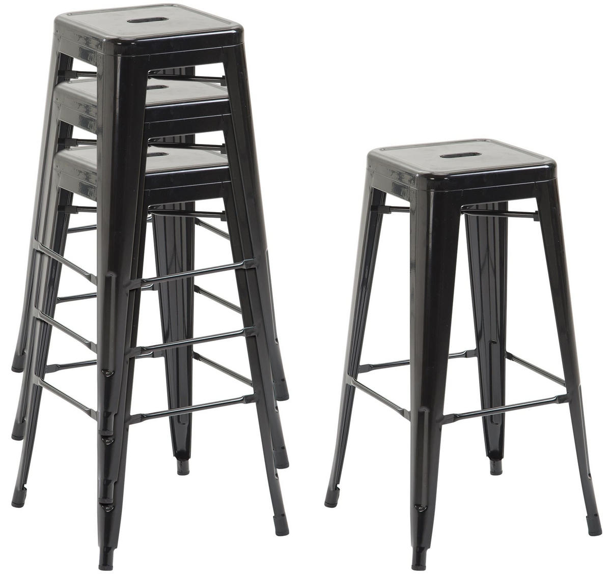 BARHOCKER Metall schwarz - Schwarz, Metall (43/76/43cm) - CLP