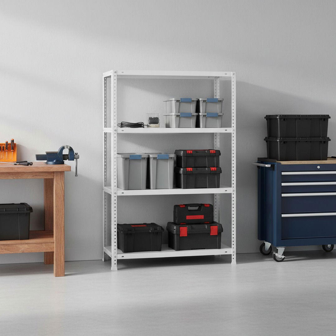 SCHRAUBREGAL PANDA MID | HxBxT 150x90x30cm | 4 Fachböden | Fachlast 100kg | Weiß - Weiß, Metall (90/150/30cm) - PROREGAL