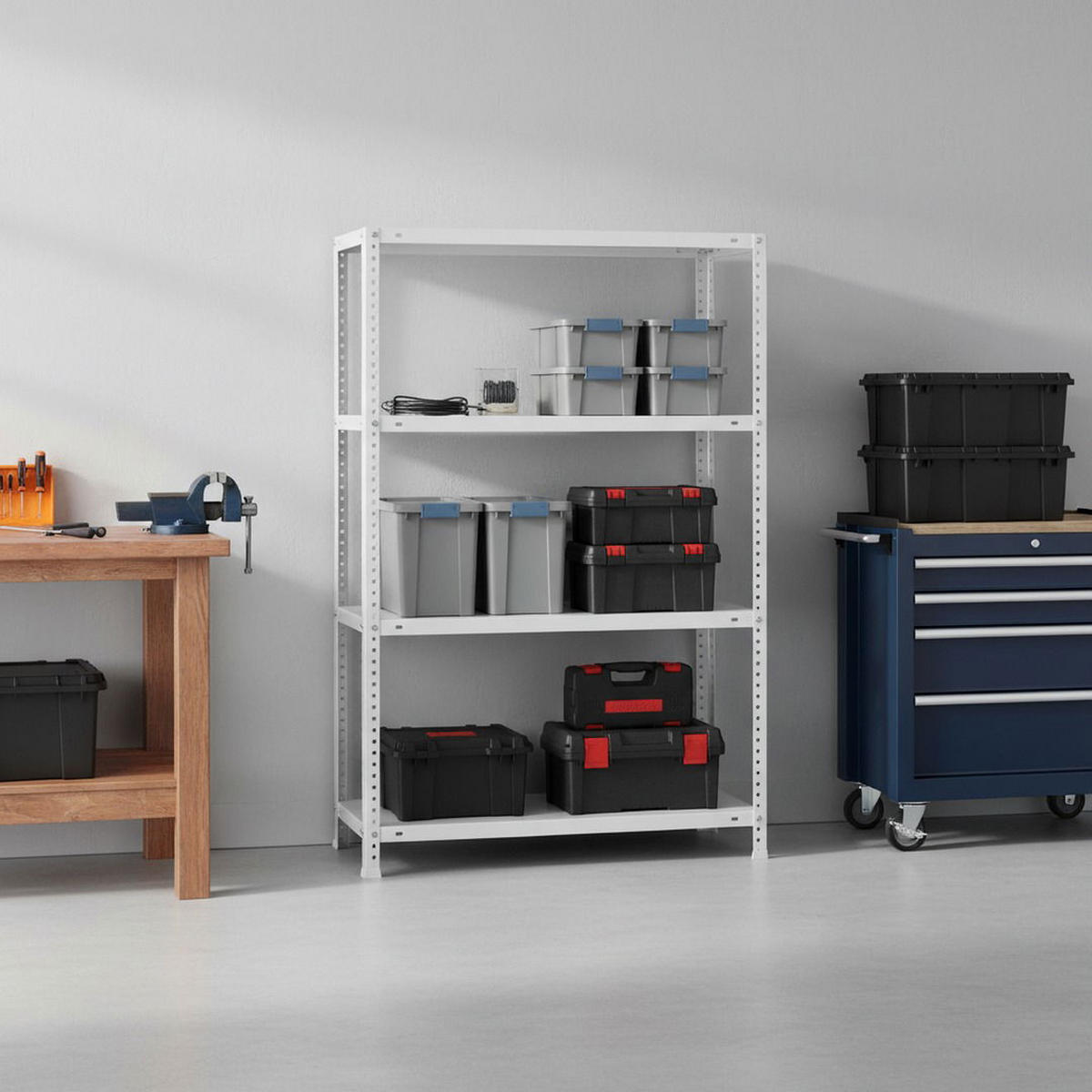 SCHRAUBREGAL PANDA MID | HxBxT 150x90x30cm | 4 Fachböden | Fachlast 100kg | Weiß - Weiß, Metall (90/150/30cm) - PROREGAL