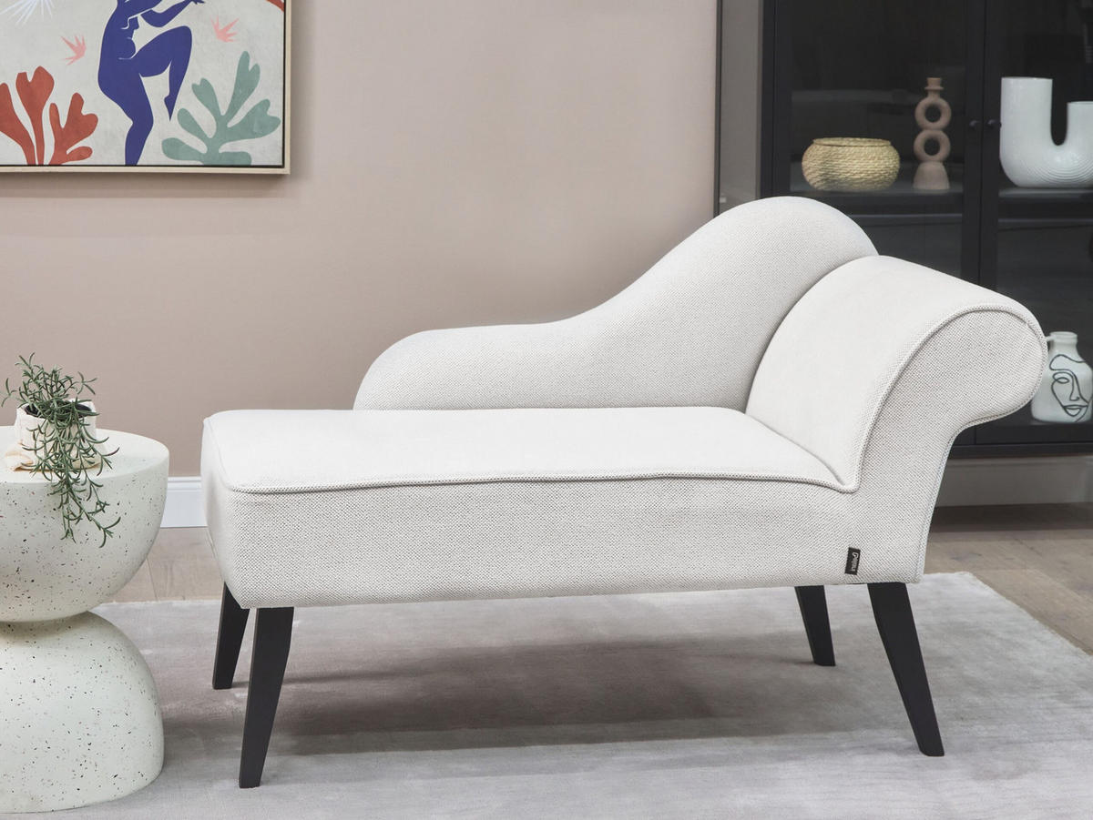 CHAISELONGUE weiß rechtsseitig Biarritz - Schwarz/Weiß, Textil (118/77/60cm) - Beliani