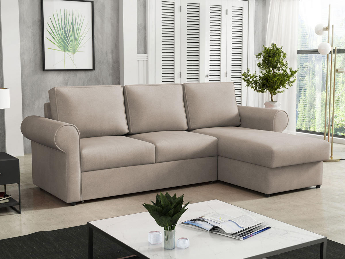 ECKSOFA Monaco - Beige/Schwarz, Holz/Textil (246/155cm) - MIRJAN24