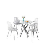 ESSGRUPPE DE-39338 5-teilig, mit 4 Samtstühlen Silber - Silberfarben, Metall (80/75/80cm) - ComfortXL