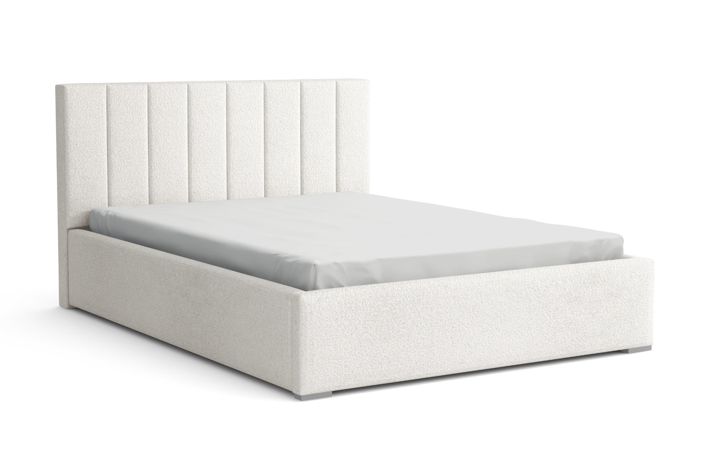 POLSTERBETT VENICE 160/200 in Boucle Weiß - Weiß, Holz/Holzwerkstoff (160/200cm) - Deine Möbel 24