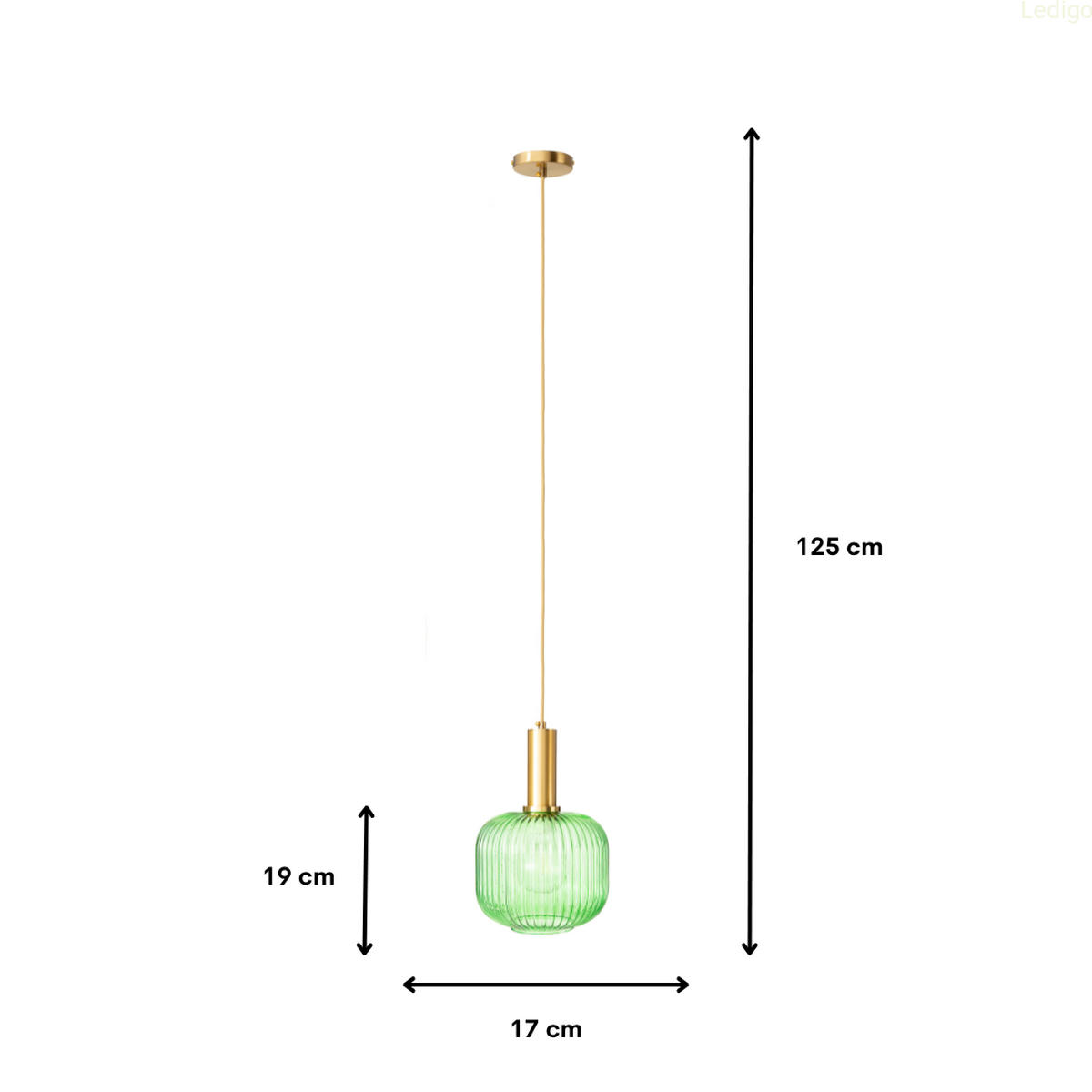 PENDELLEUCHTE Paris - Goldfarben/Grün, Glas/Metall (17/17/125cm) - kiki design