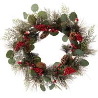 WEIHNACHTSKRANZ mit Eukalyptus und Pilzen 55/55/10 cm - Grün, Metall (55/10/55cm) - Home Styling Collection