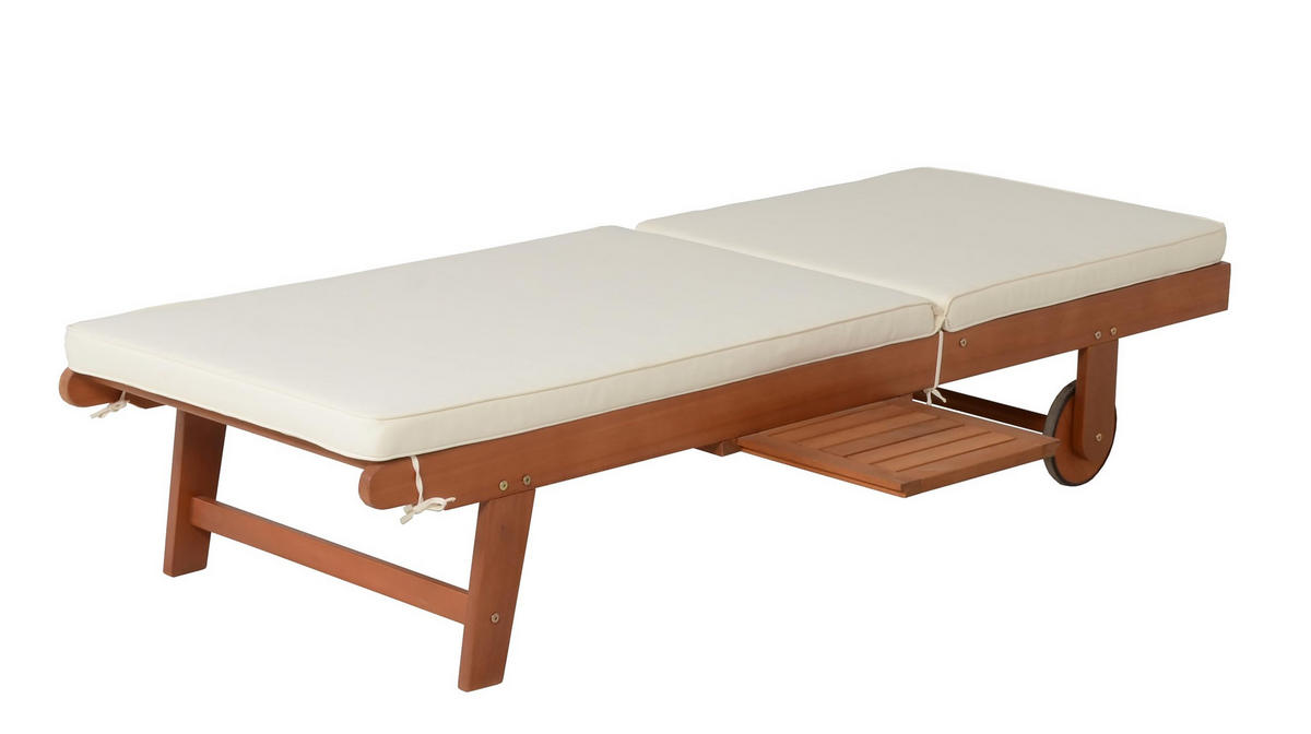 SONNENLIEGE Sano Verstellbar mit Auflage Beige Gartenliege - Beige, Holz (64/89/183cm) - DELUKE