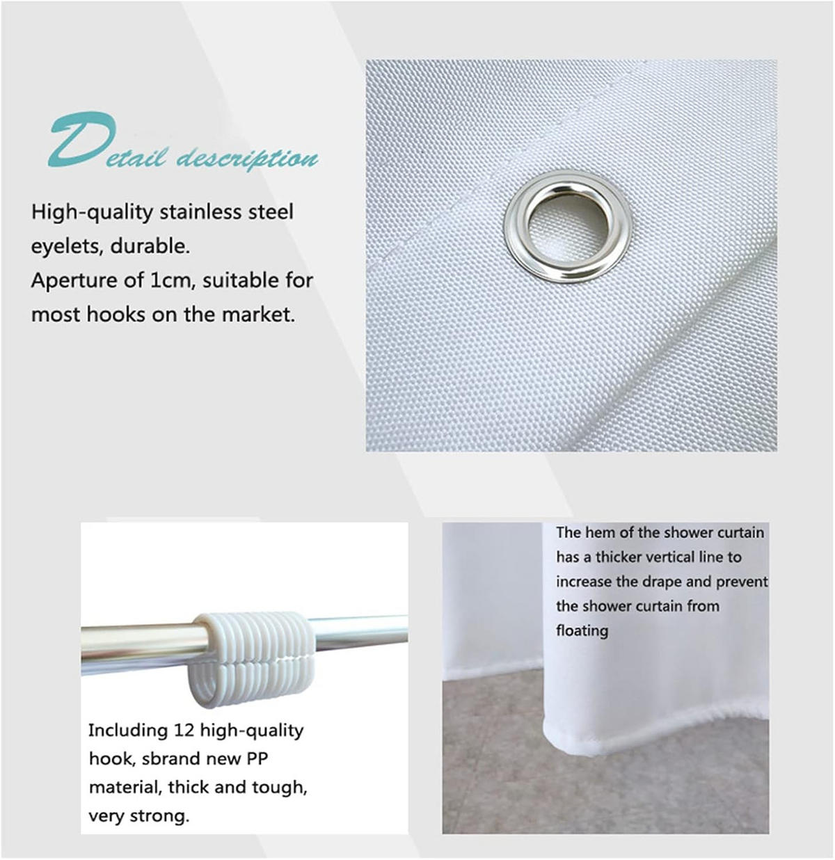 DUSCHVORHANG Strand Muster Stoff wasserdicht Badezimmer - Blau, Textil (180/180cm) - MCBOSON