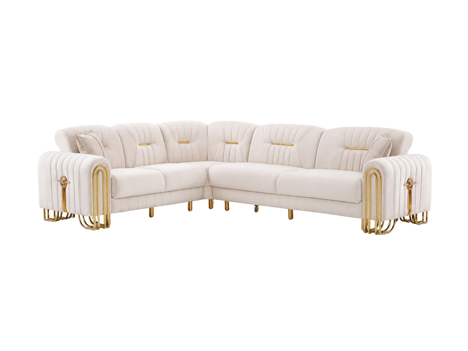 ECKSCHLAFSOFA Bogota Creme - Langer Schenkel Rechts - Creme, Holzwerkstoff/Metall (245/310cm)