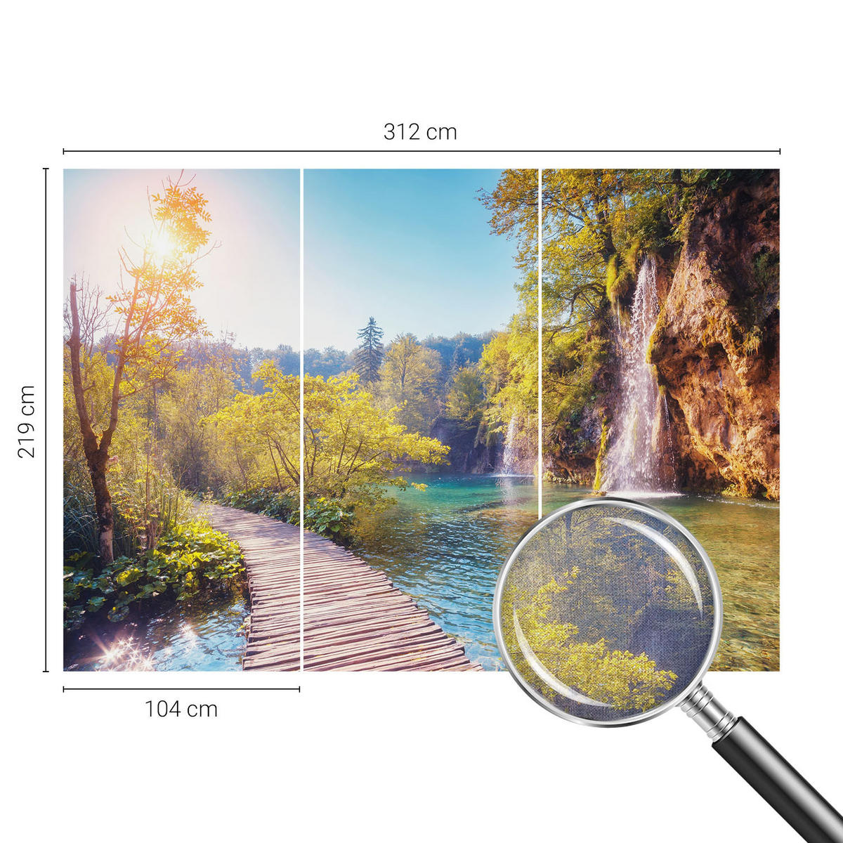 FOTOTAPETE 312x219 cm - Naturlandschaft - Grün, Textil (312/219cm) - Wallfluent