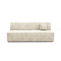 BETTSOFA TESSO Ecru Kordstoff mit Schlaffunktion - Ecru, Holz (202/74/94cm) - MASSENO