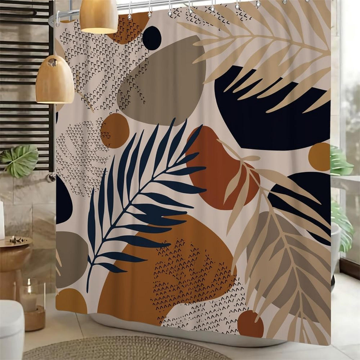 DUSCHVORHANG Boho abstrakt geometrisch Mitte Polyester wasserdicht schimmelresistent Badewanne - Multicolor, Textil (180/180cm) - MCBOSON