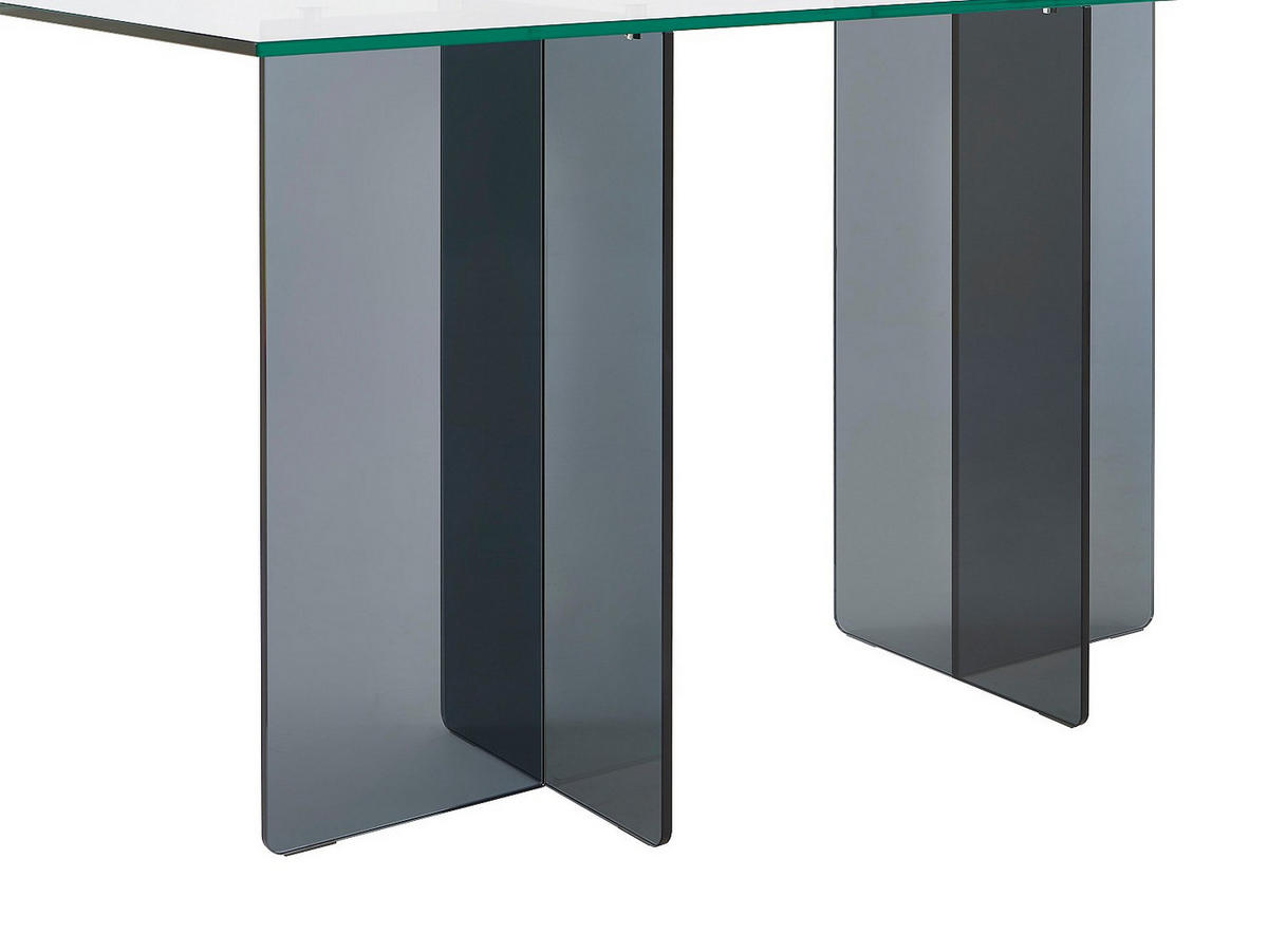 SCHREIBTISCH - Sicherheitsglas - Transparent & Anthrazit - BYLENA - Transparent, Glas (140/60/75cm) - Vente-Unique