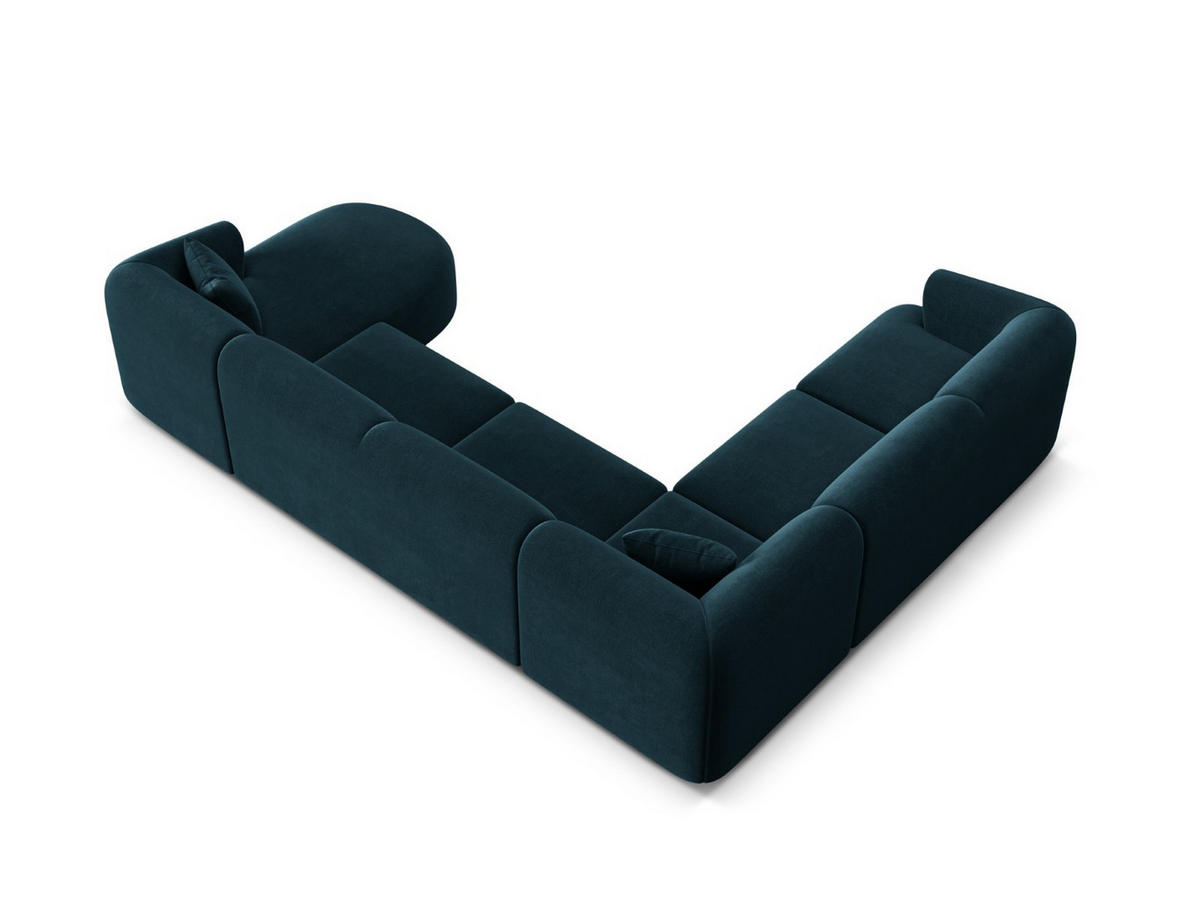 MODULARES-PANORAMASOFA links Campi aus Samt petrol 7 Sitzplätze - Petrol, Textil (255/70/330cm) - Cosmopolitan Design