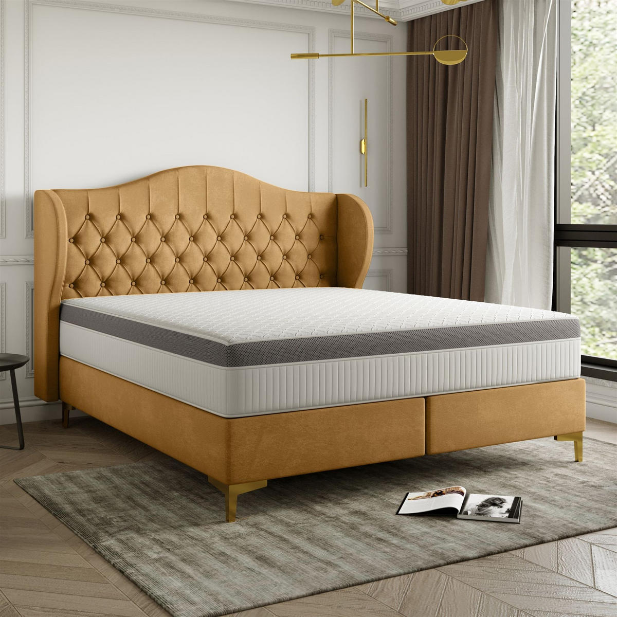 POLSTERBETT Pelagio In Whisper - Goldfarben, Holzwerkstoff/Textil (160/200cm) - Fun Möbel