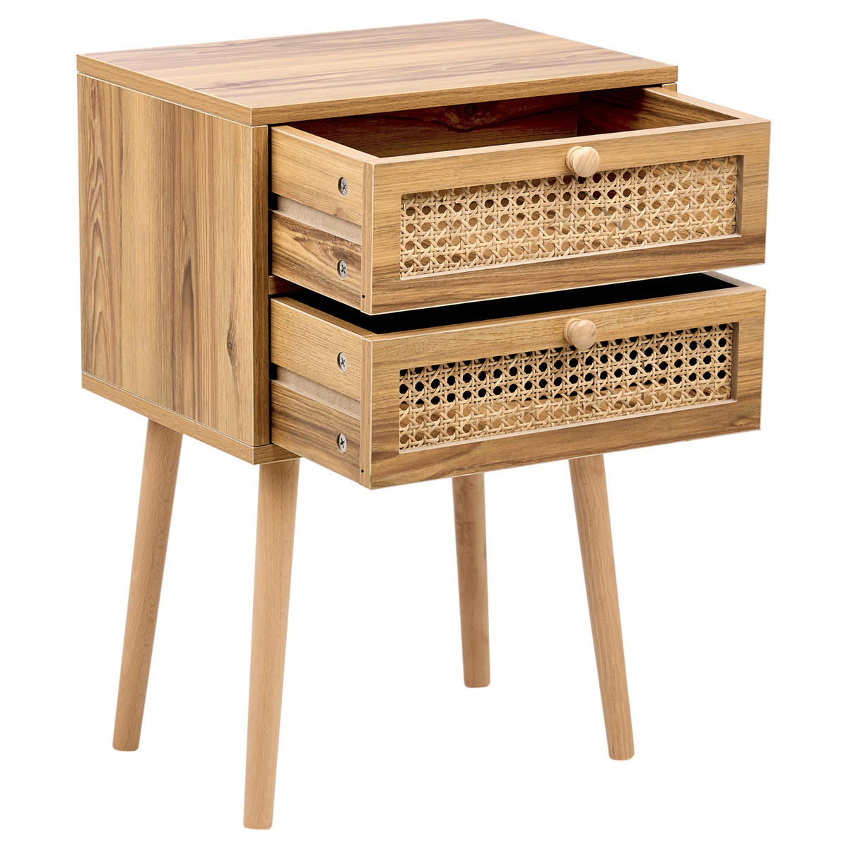 NACHTTISCH Hellbraun Butte - Braun, Holzwerkstoff (40/60/30cm) - Beliani