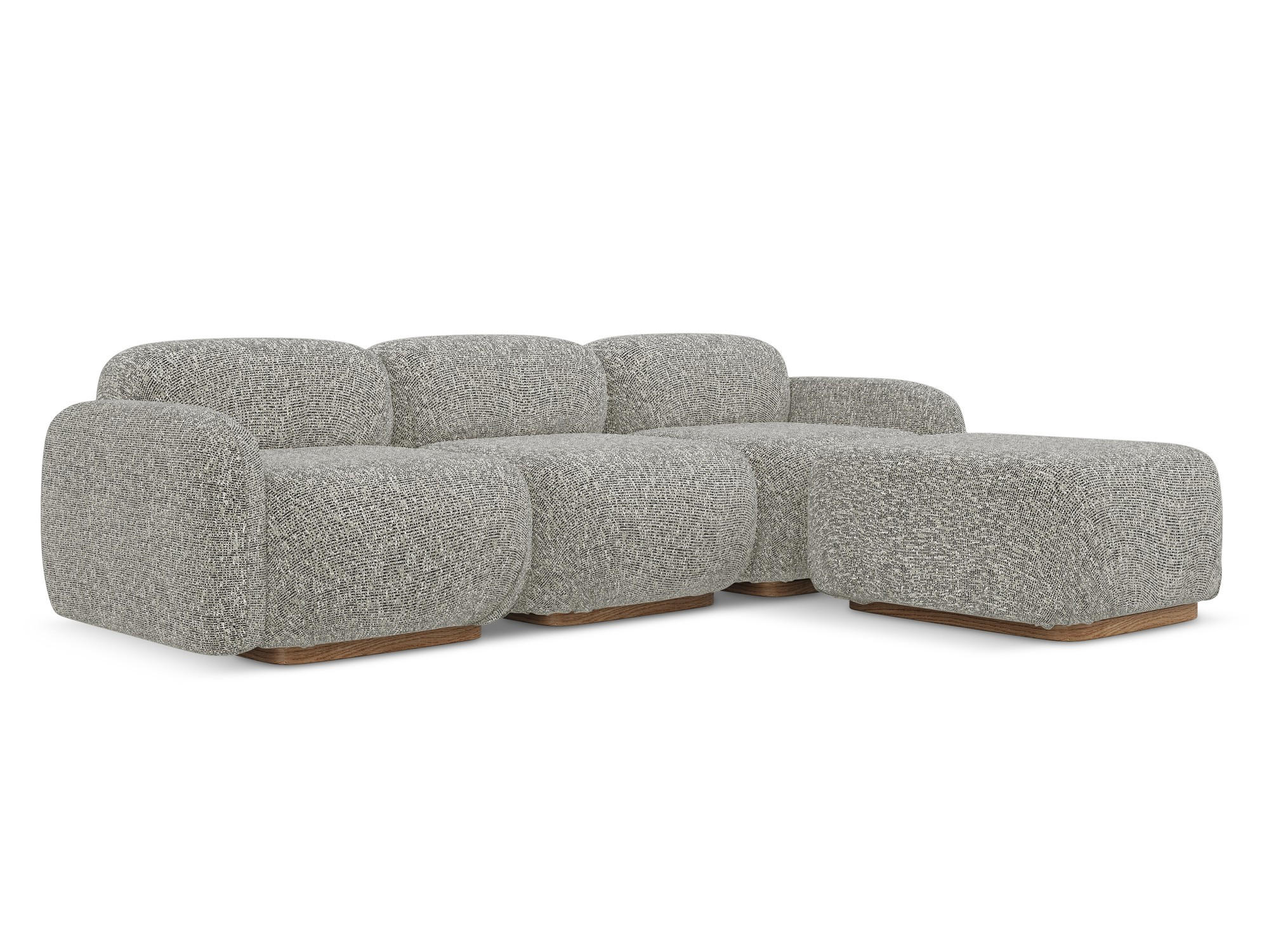 ECKSOFA Beidseitig Strukturstoff Stoff Beige - Beige/Braun, Holz/Textil (270/190cm) - Makamii