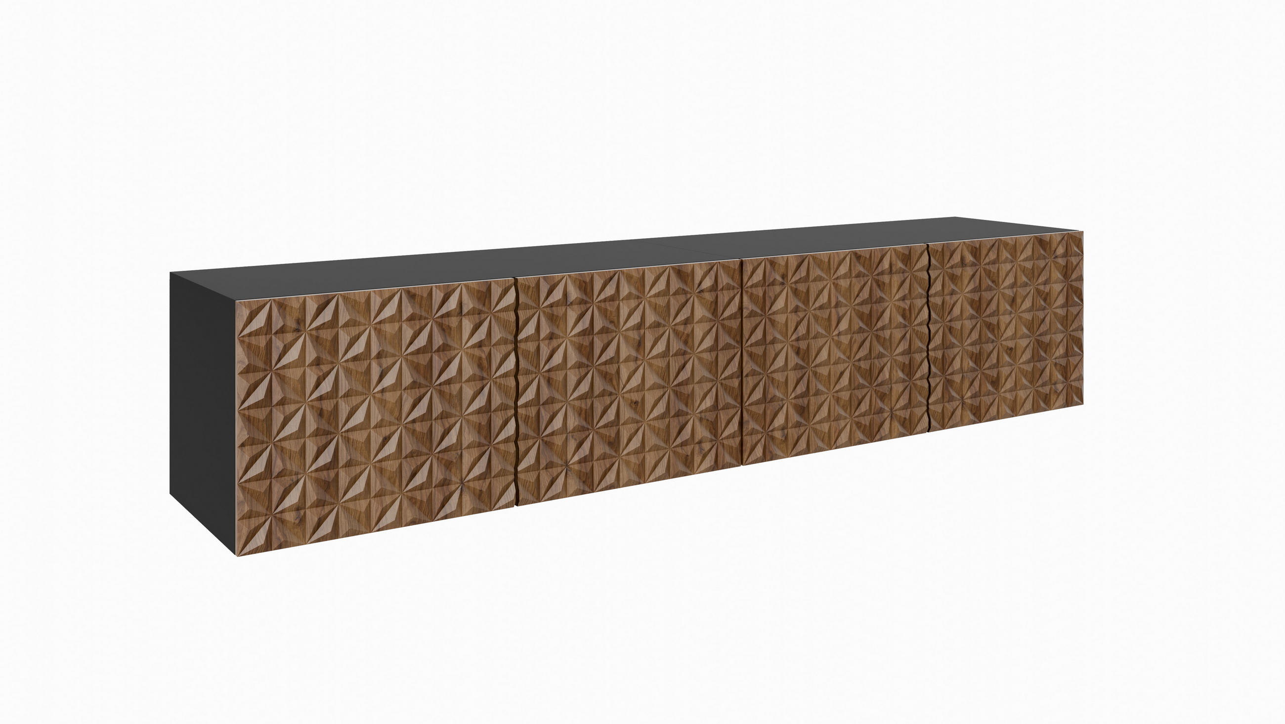 Meblini Tv-Schrank Schwarz, Wildeiche 200x41x40 cm