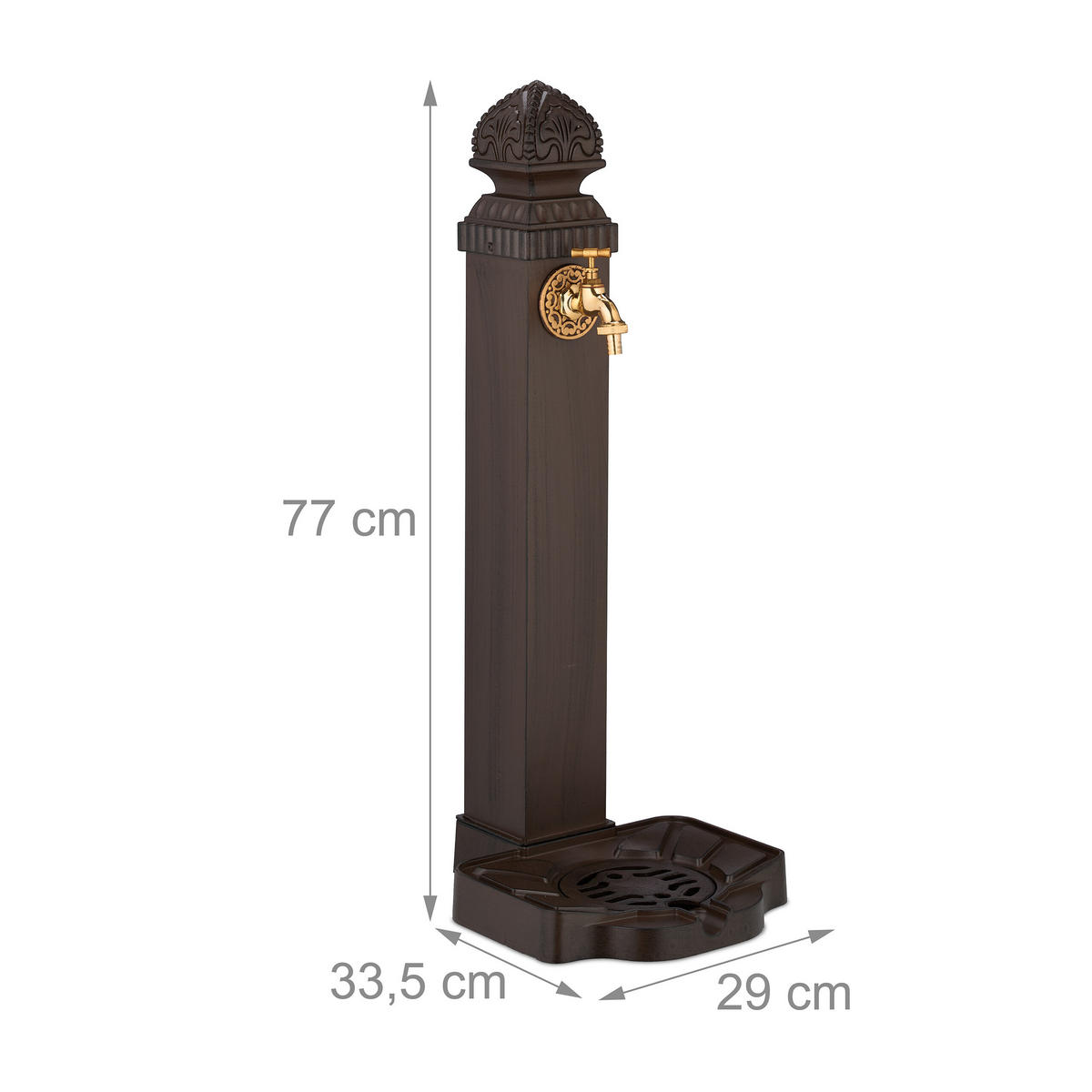 STANDBRUNNEN - Dunkelbraun, Metall (33.5/29/77cm) - Relaxdays